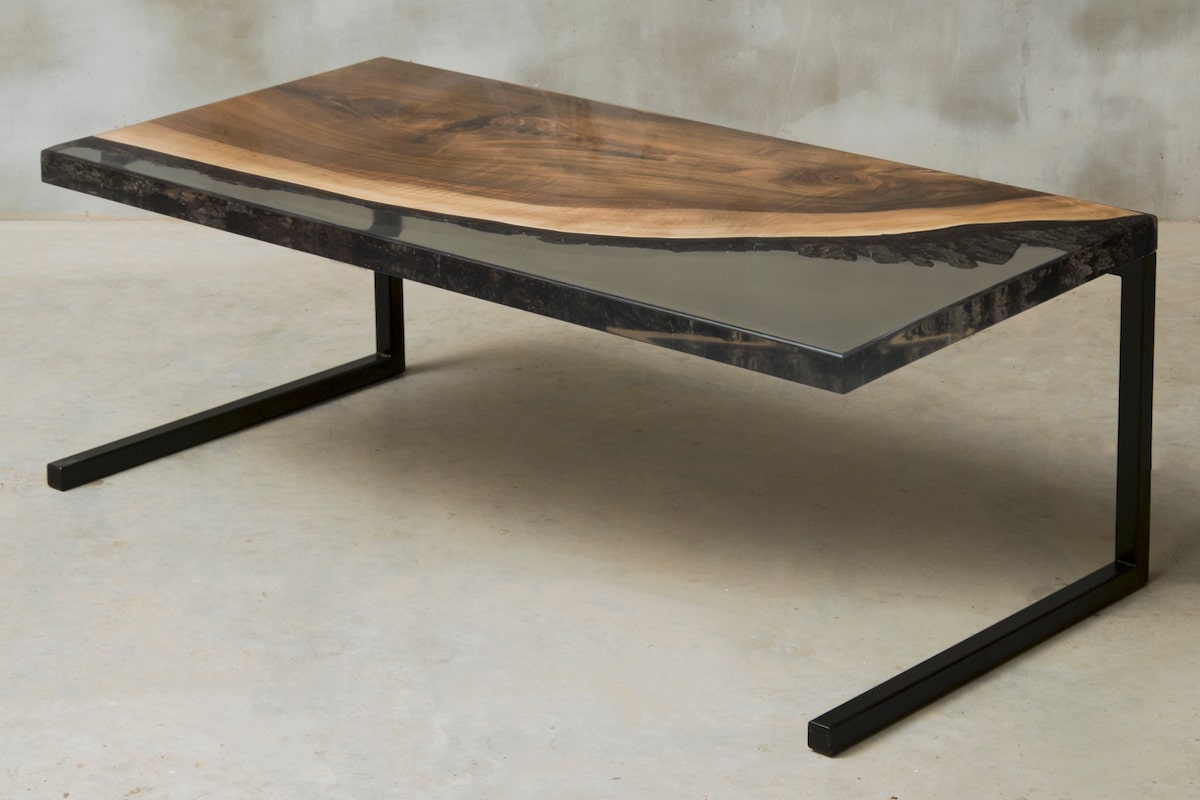 Grey epoxy resin shop table