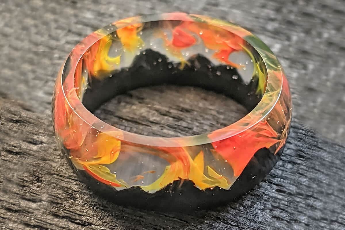 epoxidharz transparent ring orange