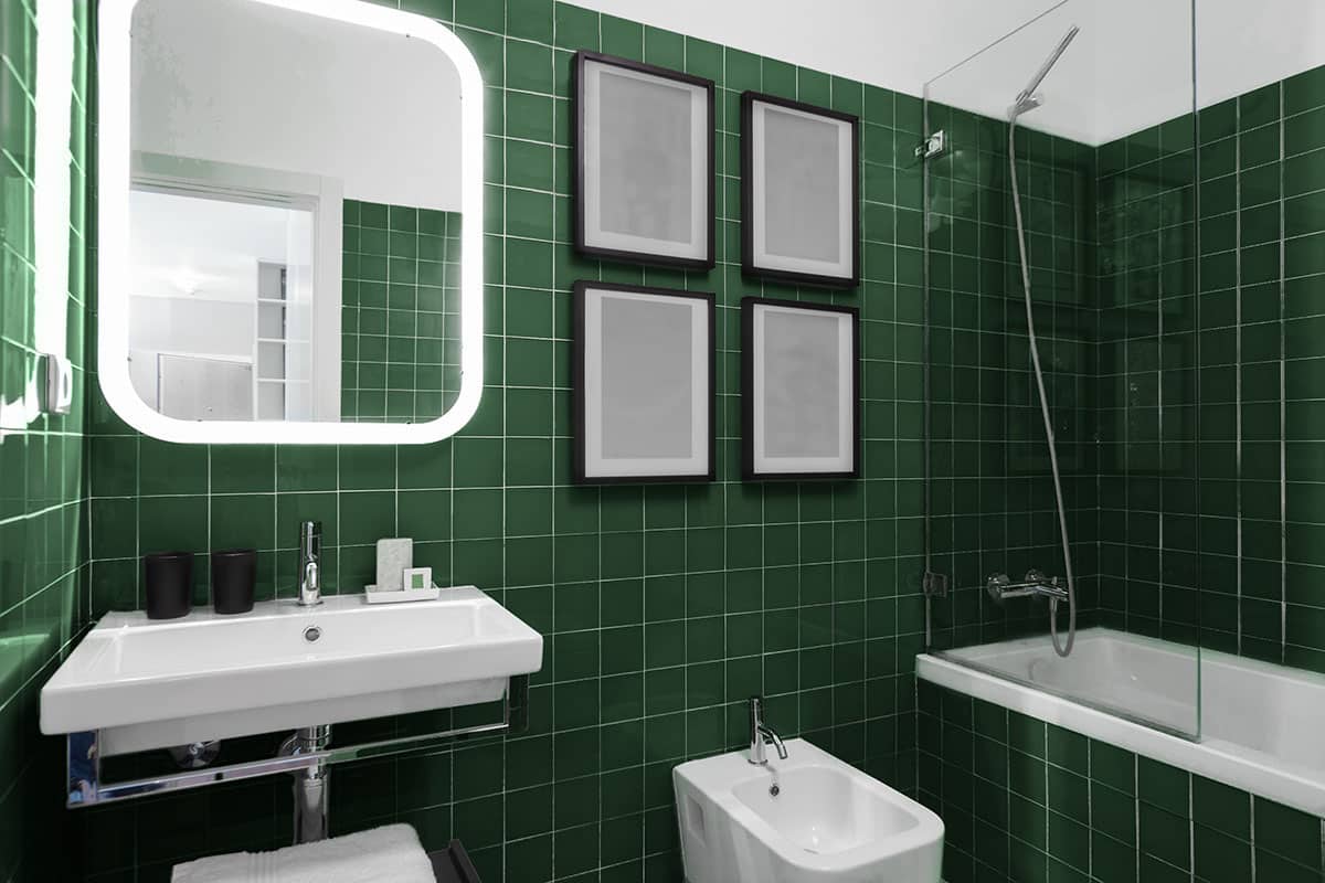 bathroom tile paint green