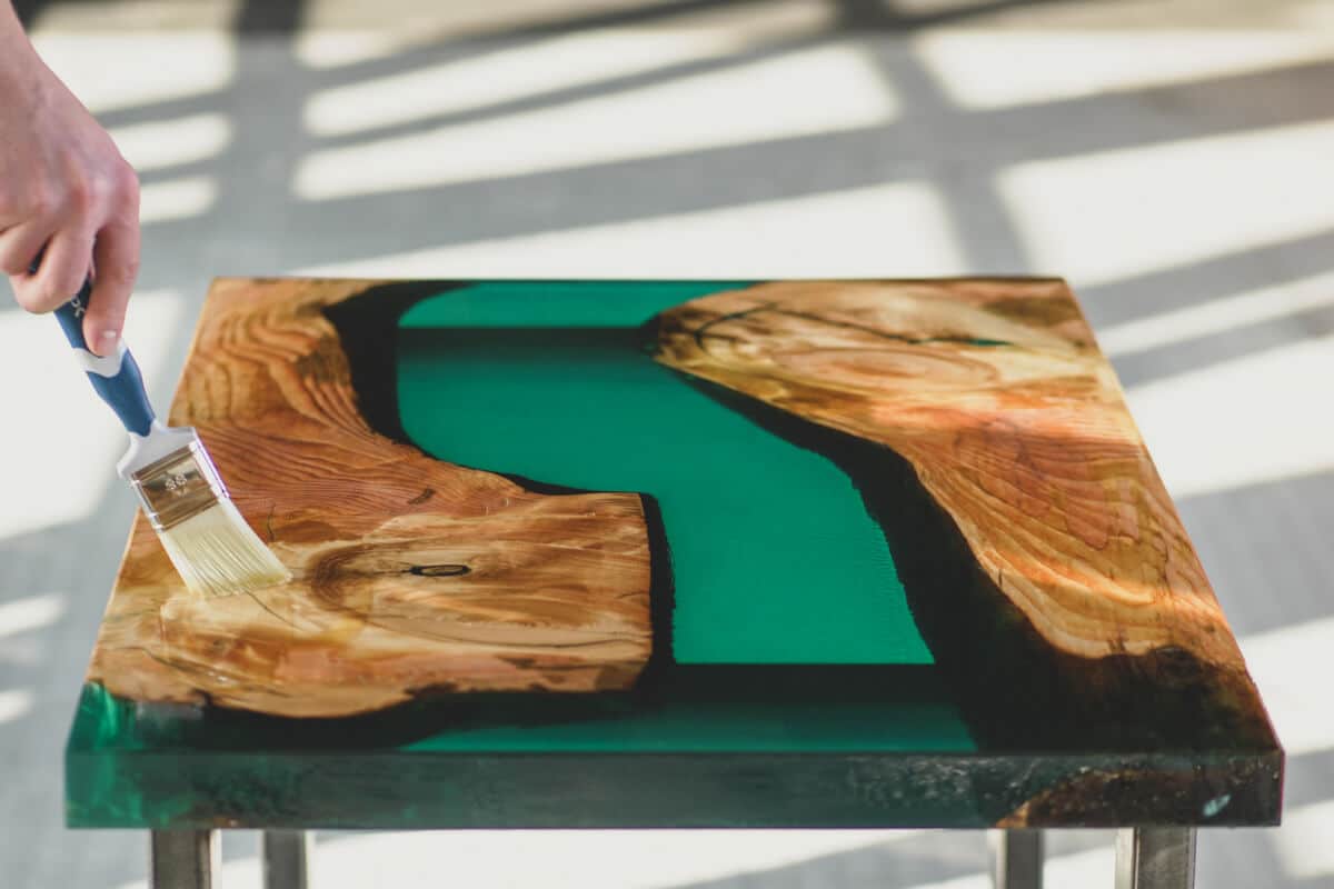 epoxy resin furniture river table transparent