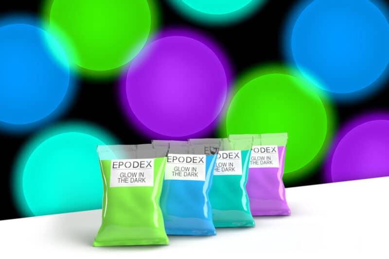 Sample Set of Glow in the Dark Pigments 4 Colours EPODEX United
