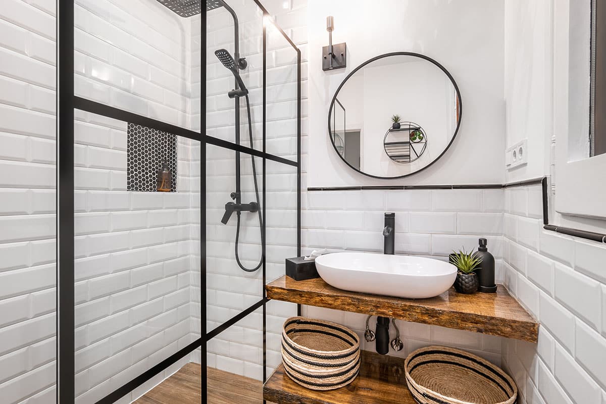 tile paint bathroom black white