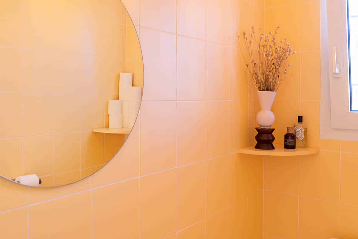 fliesenfarbe tile paint bad pastellorange pastel