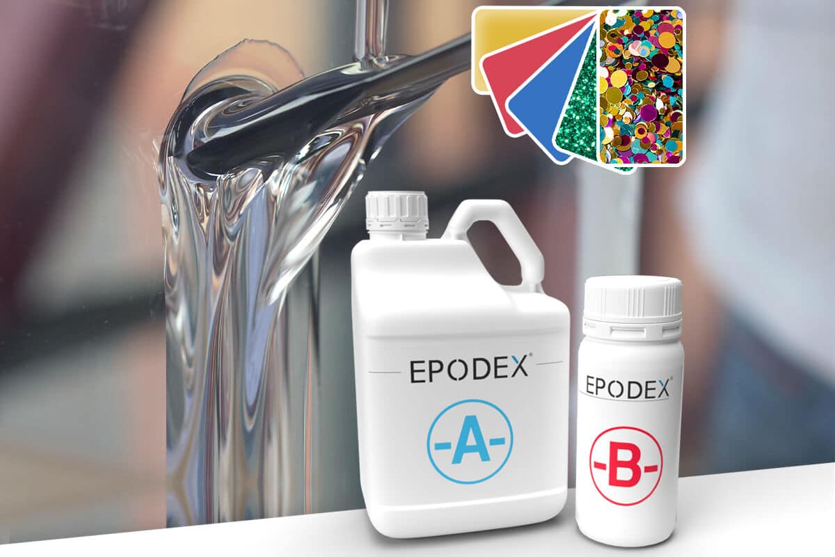 FR EPODEX® Résine époxy 2K, Transparente colorants, Epaisseur 10cm