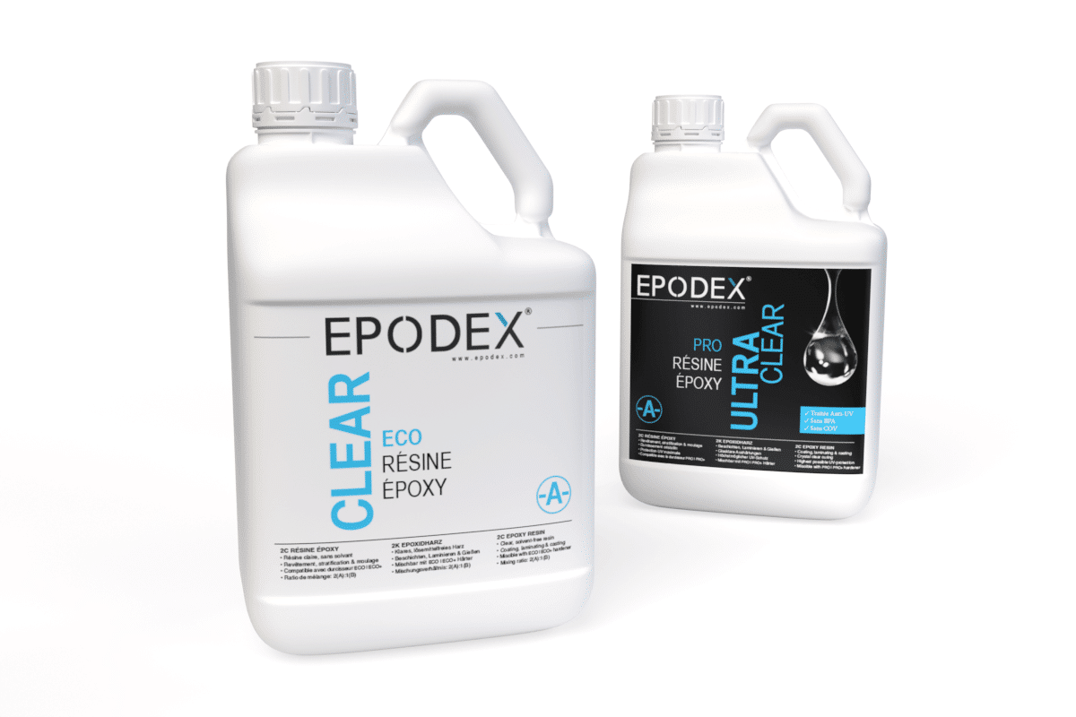 FR EPODEX® Résine époxy 2K, Transparente colorants, Epaisseur 10cm