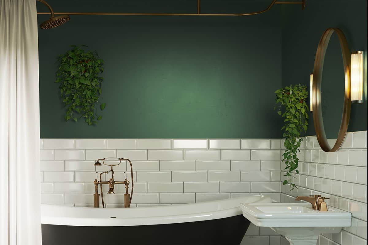 bathroom tile green