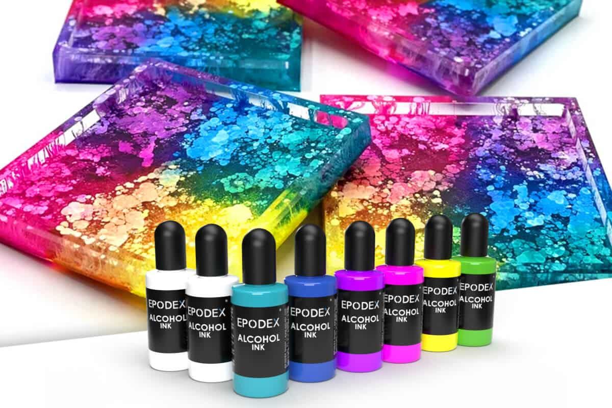 Lot De 12 Encres Alcool Métalliques - 5 Ml Par Flacon - Haute Pigmentation Pour Résine Époxy, Faux Vitrail, Art Sur Papier Yupo