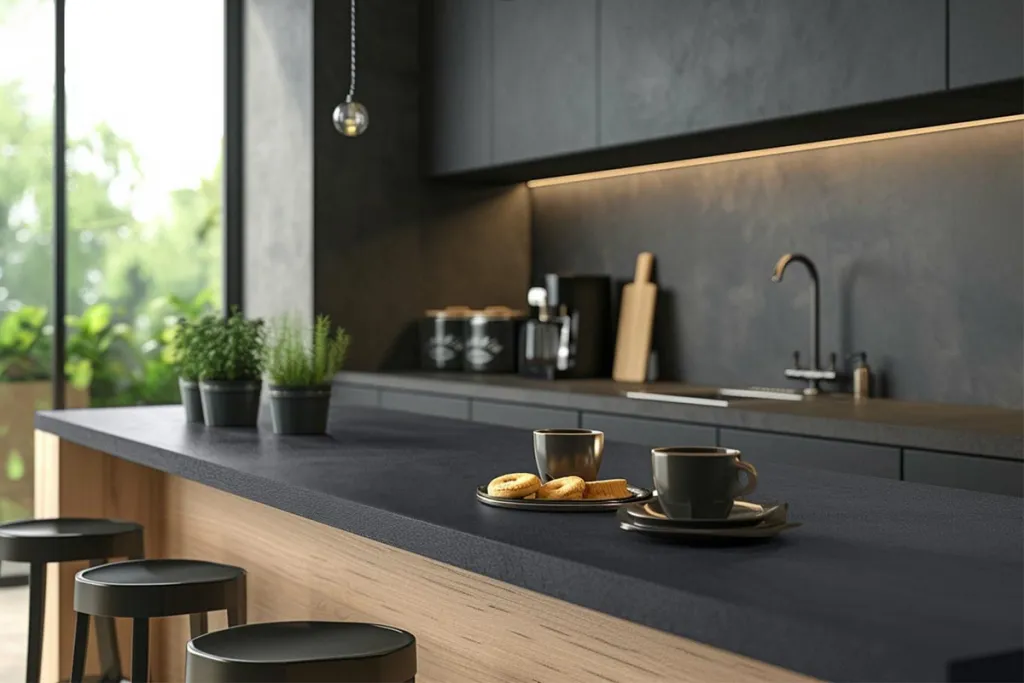 Microcemento para suelos muebles antracita  