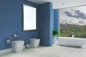 Peinture béton bleu clair