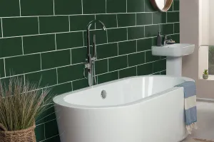 Peinture carrelage vernis salle de bain vert mousse