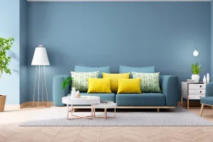 Latex væg stue pastel blå  